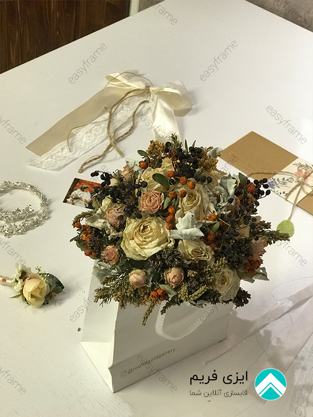 یادگاری باکس دسته گل عروسی 